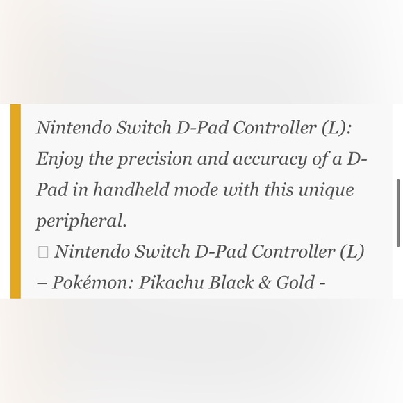 NWB - Hori D-Pad Controller (Left) Pokemon Pikachu for Nintendo Switch - Picture 8 of 11